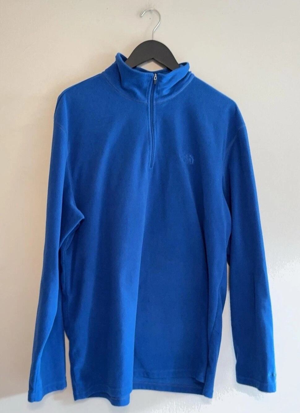 The North Face TKA 100 Fleece Pullover Mens XL Blue 1/4 Zip Hiking Lightweight